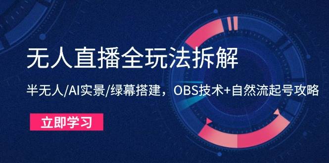 无人直播全攻略揭秘：半无人值守、AI实景呈现、绿幕巧妙搭建，结合OBS技术精髓，自然引流起号策略，一站式玩转无人直播新风尚！-猴哥项目网