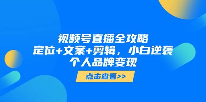 视频号直播全攻略：定位·文案·剪辑，小白如何实现个人品牌华丽蜕变与变现-猴哥项目网