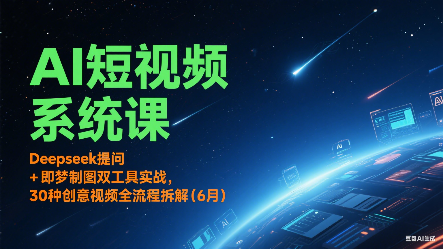 AI短视频系统课：Deepseek提问 + 即梦制图双工具实战，30种创意视频全流程拆解(6月)-猴哥项目网