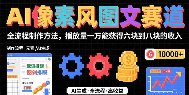 AI像素风图文赛道：全流程制作方法，播放量一万能获得6块到8块的收入-猴哥项目网