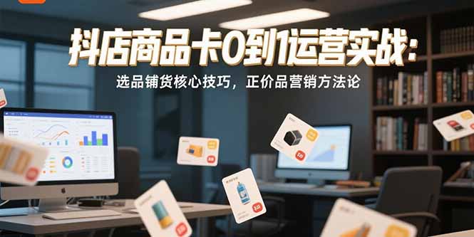 抖店商品卡0到1运营实战：选品铺货核心技巧，正价品营销方法论-猴哥项目网