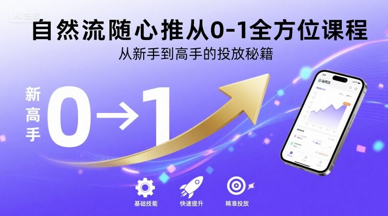 自然流随心推从0-1全方位课程，从新手到高手的投放秘籍-猴哥项目网