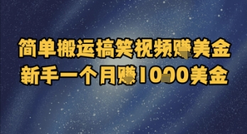 简单搬运搞笑视频挣美金，新手一个月入1k美金-猴哥项目网