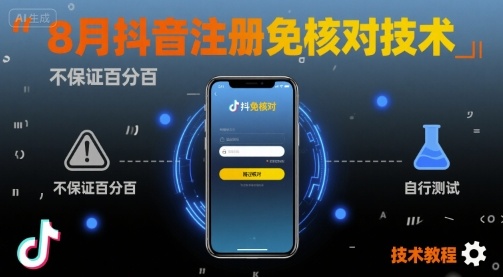 8月抖音注册免核对技术，不保证百分百，自测-猴哥项目网