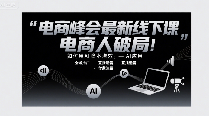 电商峰会最新线下课，电商人破局，如何用AI降本增效，AI应用-全域推广-直播运营-付费流量-猴哥项目网