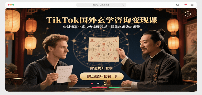 TikTok国外玄学咨询变现课，含财运事业等12大命理领域，融风水运势与运营-猴哥项目网