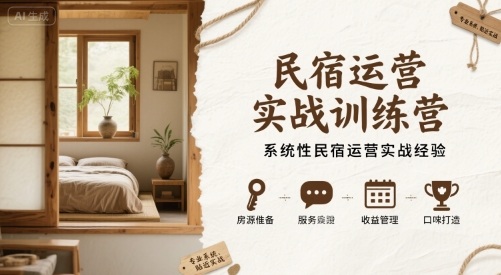 民宿运营实战训练营，系统性民宿运营实战经验-猴哥项目网