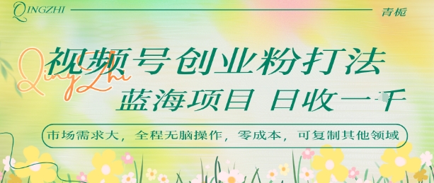 视频号创业粉打法，日入1k，蓝海项目，市场需求大，全程无脑操作，可复制-猴哥项目网
