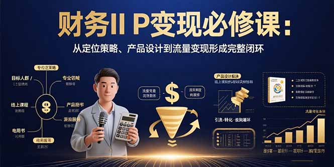 财务IP变现必修课：从定位策略、产品设计到流量变现形成完整闭环-猴哥项目网