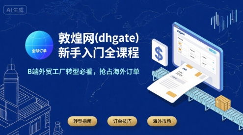 敦煌网(dhgate)新手入门全课程，B端外贸工厂转型必看，抢占海外订单-猴哥项目网