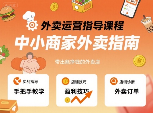 外卖运营指导课程，中小商家外卖指南，手把手带出能挣钱的外卖店-猴哥项目网