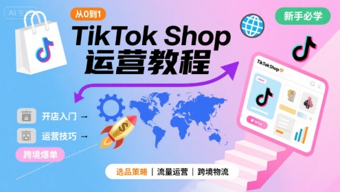 TikTok Shop从0到1运营教程，TikTok跨境电商新手必学课程-猴哥项目网