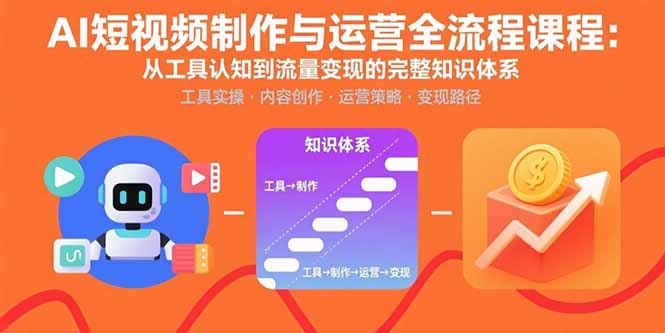 AI短视频制作与运营全流程课程：从工具认知到流量变现的完整知识体系-猴哥项目网