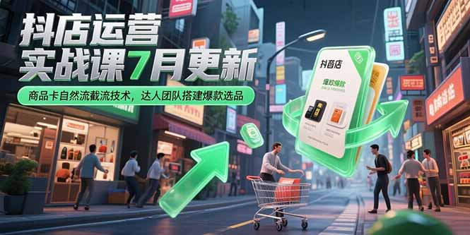 抖店运营实战课7月更新，商品卡自然流截流技术，达人团队搭建爆款选品-猴哥项目网