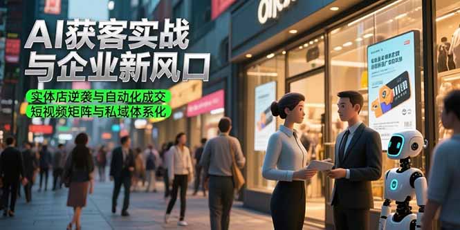 AI获客实战与企业新风口，实体店逆袭与自动化成交 短视频矩阵与私域体系化-猴哥项目网