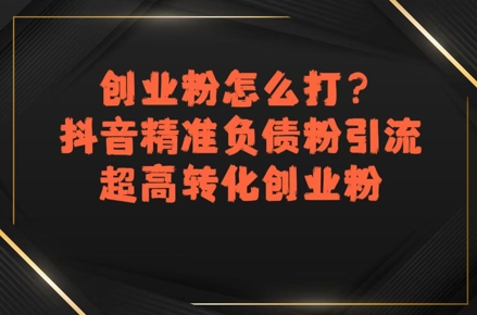 创业粉怎么打？抖音精准负债粉引流，超高转化创业粉-猴哥项目网