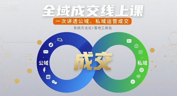 全域成交线上课，一次讲透公域、私域运营成交-猴哥项目网