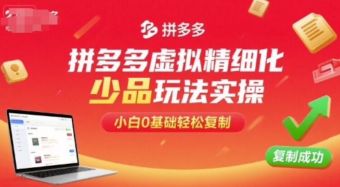 拼多多虚拟精细化少品玩法实操，小白0基础轻松复制-猴哥项目网