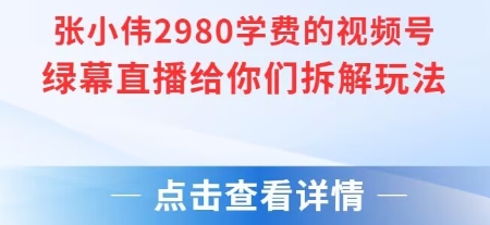 张小伟2980付费额视频号绿幕直播给你们拆解玩法-猴哥项目网