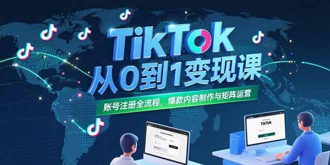 TikTok从0到1变现课，账号注册全流程，爆款内容制作与矩阵运营-猴哥项目网