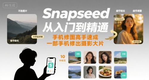 Snapseed从入门到精通，手机修图高手速成，一部手机就能修出摄影大片-猴哥项目网