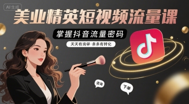 美业精英短视频流量课，掌握抖音流量密码，天天有询单，条条有转化-猴哥项目网