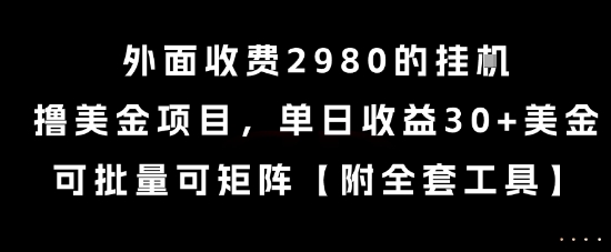 外面收费2980的挂G撸美金项目，单日收益30+美金，可批量可矩阵【揭秘】-猴哥项目网