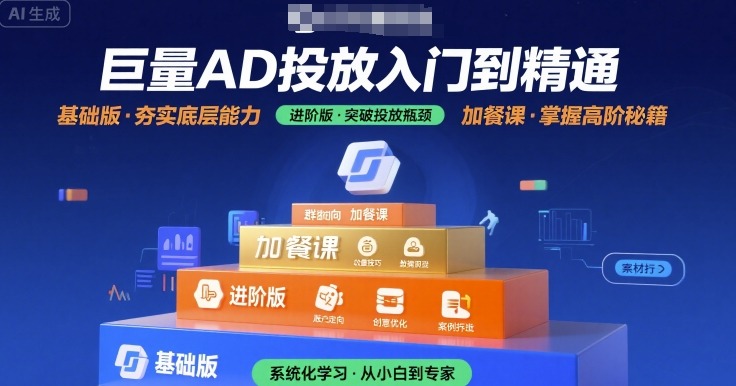 巨量AD投放入门到精通，基础版+进阶版+加餐课-猴哥项目网