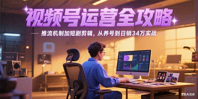 2025视频号运营全攻略，推流机制加短剧剪辑，从养号到日销34万实战-猴哥项目网