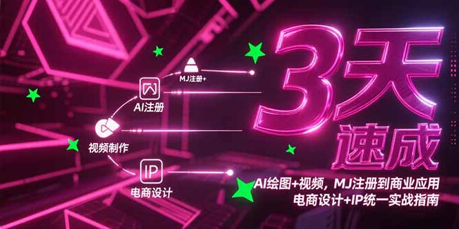 3天速成AI绘图+视频，MJ注册到商业应用，电商设计+IP统一实战指南-猴哥项目网
