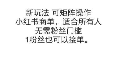 可矩阵操作，小红书商单新玩法，适合所有人，无需粉丝门槛，1粉丝也可以接单-猴哥项目网