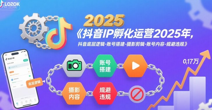 抖音IP孵化运营2025年，抖音底层逻辑-账号搭建-摄影剪辑-账号内容-规避违规-猴哥项目网