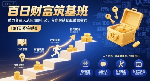 百日财富筑基班，助力普通人从认知到行动，带你解锁顶级财富密码-猴哥项目网
