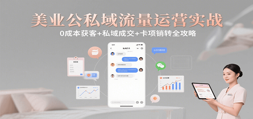 美业公私域流量运营实战：0成本获客+私域成交+卡项销转全攻略-猴哥项目网