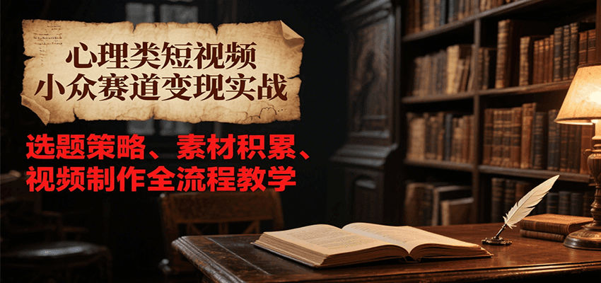心理类短视频小众赛道变现实战，选题策略、素材积累、视频制作全流程教学-猴哥项目网