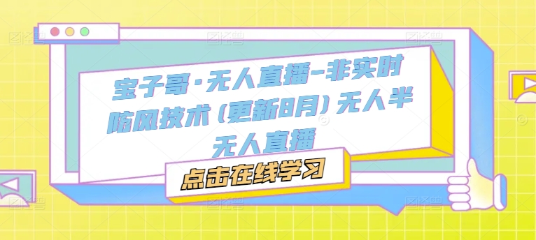 宝子哥·无人直播-非实时防风技术(更新25年7月)无人半无人直播-猴哥项目网