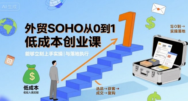 外贸SOHO从0到1低成本创业课，能够立刻上手实操与落地执行-猴哥项目网