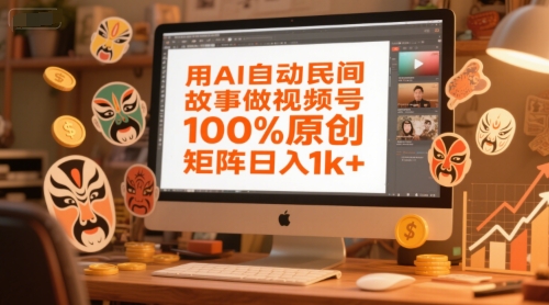 用AI自动民间故事做视频号，100%原创，矩阵日入1k+-猴哥项目网