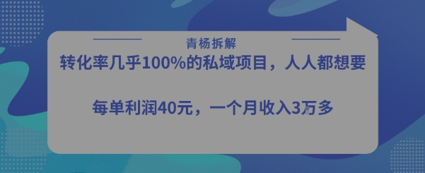转化率最高的私域项目，每单利润40-50米，月入过1w-猴哥项目网