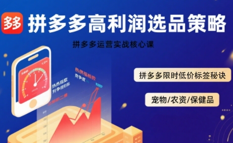 拼多多选品暴利技术实战课，拼多多高利润选品策略，拼多多限时低价标签秘诀-猴哥项目网