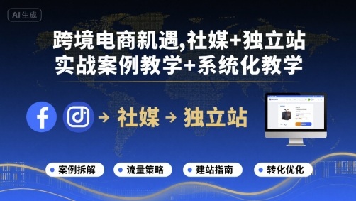 跨境电商新机遇，社媒+独立站，实战案例教学+系统化教学-猴哥项目网