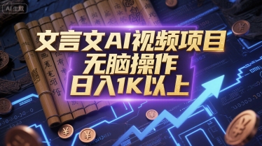 文言文AI视频项目，无脑操作，日入1K以上-猴哥项目网