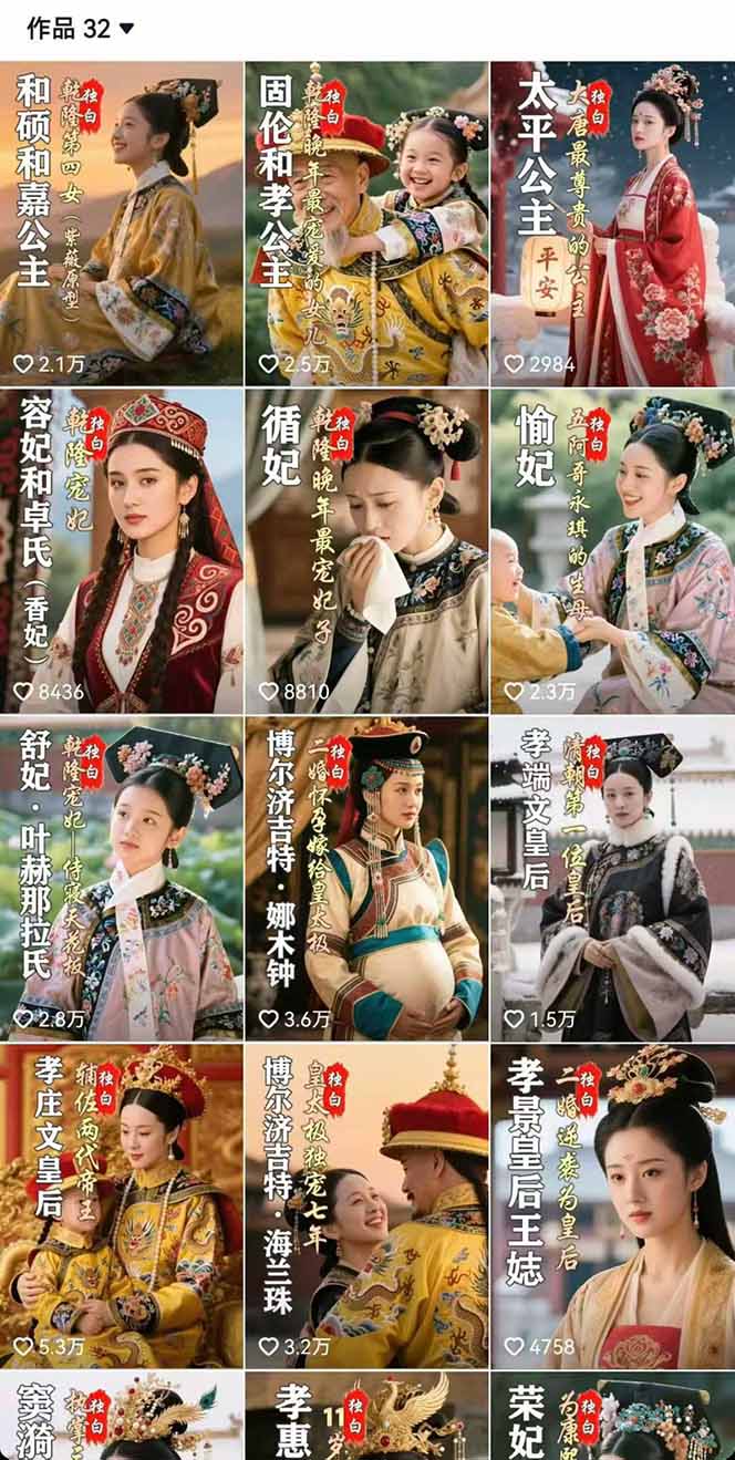 历史女性人物创作课：独白文案+AI克隆+蒙版剪辑，3个月涨粉22w+副业月入3w-猴哥项目网