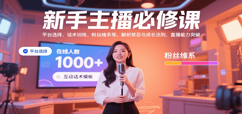 新手主播必修课：平台选择、话术训练、粉丝维系等，解析禁忌与成长法则，突破直播能力-猴哥项目网