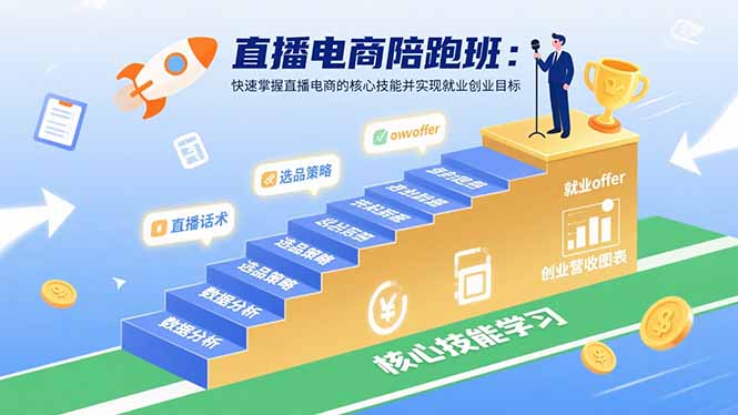 直播电商陪跑班：快速掌握直播电商的核心技能并实现就业/创业目标-猴哥项目网