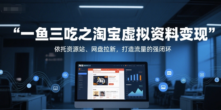 一鱼三吃之淘宝虚拟资料变现，依托资源站、网盘拉新，打造流量的强闭环-猴哥项目网