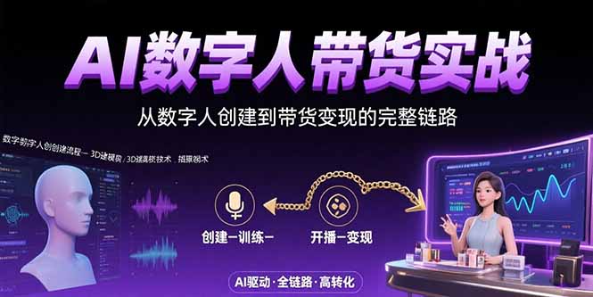 AI数字人+带货实战：从数字人创建到带货变现的完整链路-猴哥项目网
