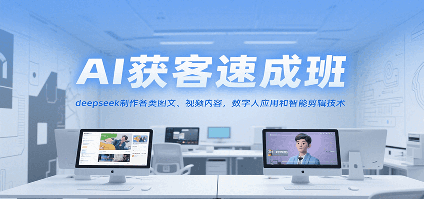 AI获客速成班，deepseek制作各类图文、视频内容，数字人应用和智能剪辑技术-猴哥项目网
