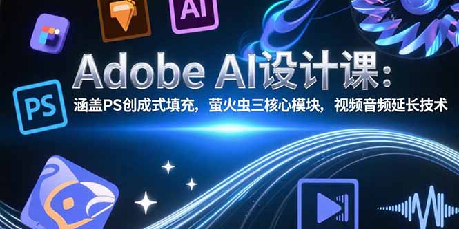 Adobe AI设计课：涵盖PS创成式填充，萤火虫三核心模块，视频音频延长技术-猴哥项目网