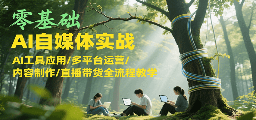 零基础AI自媒体实战，AI工具应用/多平台运营/内容制作/直播带货全流程教学-猴哥项目网
